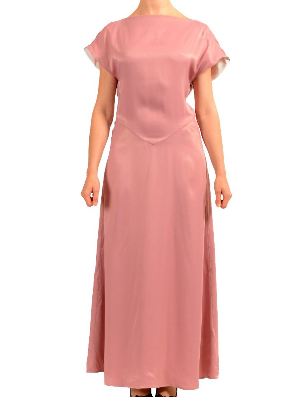 Hugo Boss Women's "Davati" Pink Short Sleeve Long Dress US S IT 40